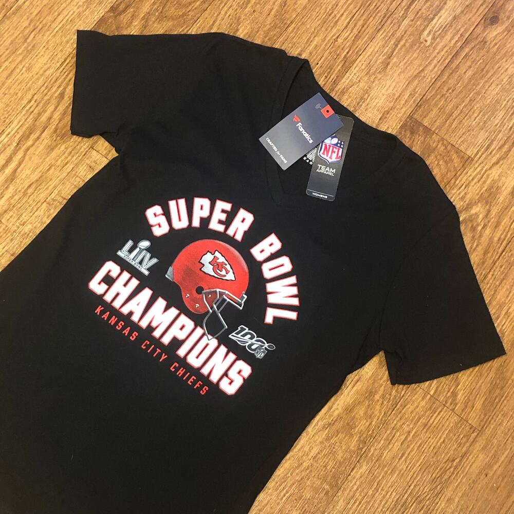 NFL Kansas City Chiefs Black Women’s Short Sleeve V-Neck Shirt Size Small